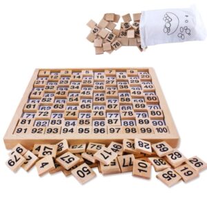 Wooden Montessori Teaching Kids Math 1 - 100 Consecutive Numbers Counting Board Plate Toy