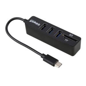2 in 1 TF & SD Card Reader + 3 x USB Ports to USB-C / Type-C HUB Converter, Total Length: 24cm, Type-C (Black), Type-C (White)