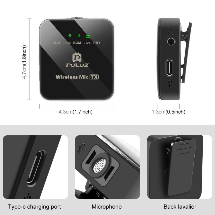 PULUZ Wireless Lavalier Microphone for iPhone / iPad, 8-Pin Receiver, 8-Pin 1 TX + 1 RX - Image 3