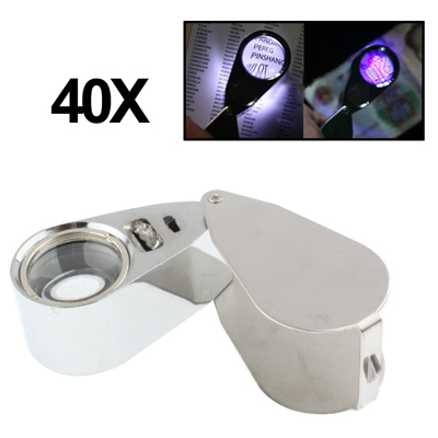 Full Metal Coating 10X Magnifying Glass Magnifier with 3 LED Lights for Currency Detecting & Jewelry Identifying(Silver) - Image 2