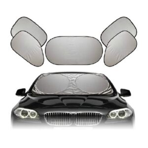 6 in 1 Summer Accessories Coated Silver Car Sun Shade Cloth Set, Random Color Delivery, 6 in 1 Sun Shade
