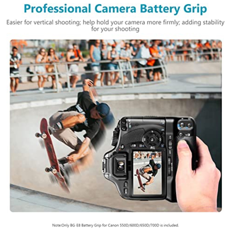 Battery Grip for Canon EOS 550D with Two Battery Holder - Image 5