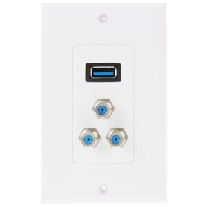 USB 3.0 Female Plug + 3 F Female Plugs Wall Plate Panel