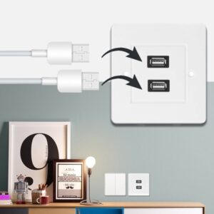 Dual USB 2.0 Female Plugs Home Wall Charger Plate Wall Plate Panel