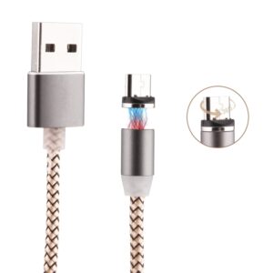 360 Degree Rotation 1m Weave Style Micro USB to USB 2.0 Strong Magnetic Charger Cable with LED Indicator