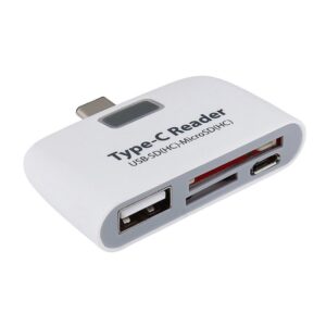 TF + SD Card + USB Port to USB-C / Type-C Adapter Card Reader Connection Kit with LED Indicator Light