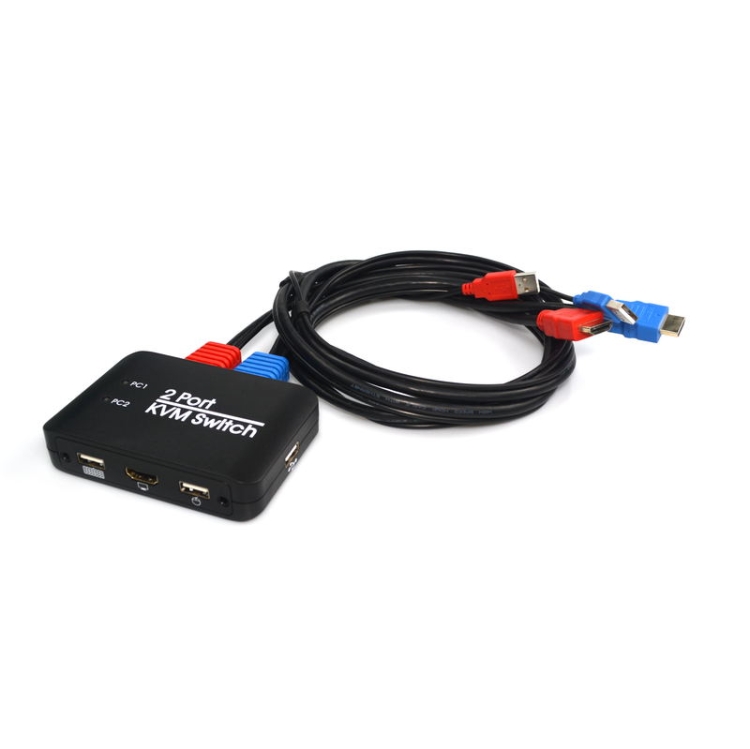 2 Ports USB HDMI KVM Switch Switcher with Cable for Monitor, Keyboard, Mouse, HDMI Switch, Support U Disk Read - Image 2