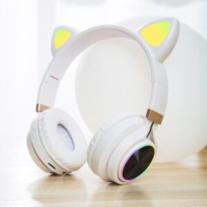 P28 Cat Ear Wired Headphone Music Stereo Headset with Microphone