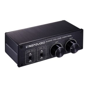 2 In and 2 Out Switcher Volume Controller, RCA signal switches to XLR balanced signal and no need for power supply. It provides RCA and XLR interfaces, independent L/R channel volume adjustment, which is suitable for devices with volume adjustment need