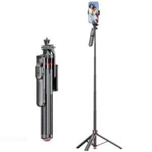 F06 Travel 1300mm Extendable Automatic Tripod One-Touch Deploy Selfie Stick Holder