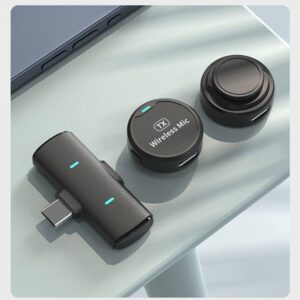 DS-LSM1 Dual Wireless Magnetic Lavalier Microphone, Round Button Mini Microphone with Type-C Receiver