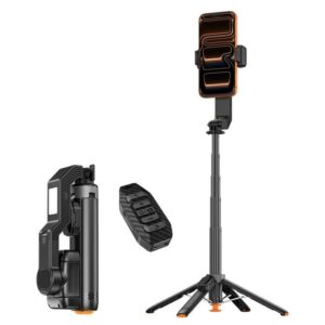 Q41 Single-Axis Selfie Stick Tripod Stabilizer with Fill Light Bluetooth-compatible Remote for Smartphone