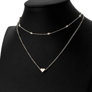Jewelry Vintage Simple Copper Heart Multi - Layer Clavicle Necklace Wholesale Necklace, Silver, gold