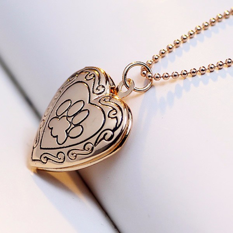 DIY Heart-shaped Photo Frame Memory Locket Pendant Necklace Jewelry, gold, silver - Image 4