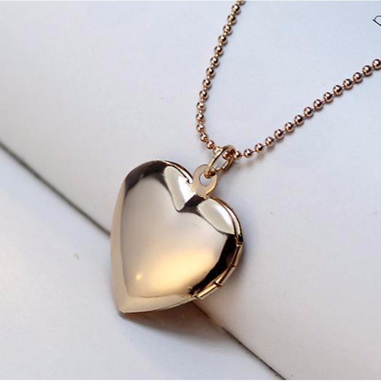 DIY Heart-shaped Photo Frame Memory Locket Pendant Necklace Jewelry, gold, silver - Image 6