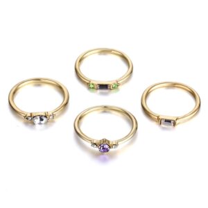 4 PCS Women Vintage Bohemian Crystal Zircon Ring Set, 6, 7, 8, 9, 5, 10, 11