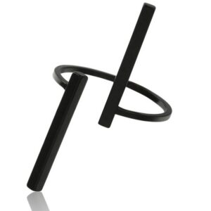 Creative Simple Geometry Opening Finger Rings Personality Jewelry, Black, Silver, Gold