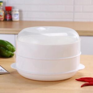 Microwave Steamer Cooker Steam Cooking Pot Accessories Vegetables Seafood Steamer, Single layer, Double layer