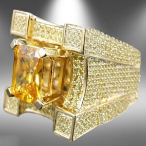 Men Luxurious Microencrusted Zircon Ring, Silver, Gold