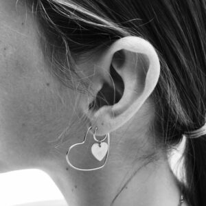 Women Fashion Simple Metal Love Heart Hoop Earrings Set