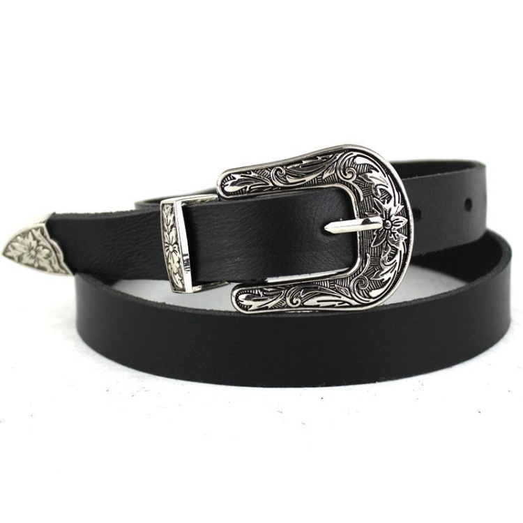 Women Black Leather Western Cowgirl Waist Metal Buckle Waistband New Hot, Gold single button black bottom, Gold double buckle black bottom, Silver single button black bottom, Silver double buckle black bottom, Widened gold double buckle black bottom... - Image 4