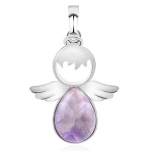 Women Angel Wings Pendants Natural Crystal Stone Necklaces