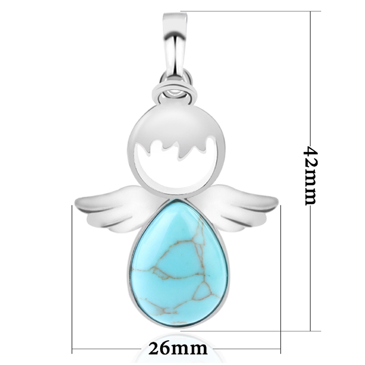 Women Angel Wings Pendants Natural Crystal Stone Necklaces - Image 2