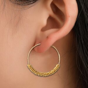 Women Hoop Earrings Ethnic Vintage Bead Boho Earrings Statement Jewelry, black, blue, Gold, multicolor, pink, silver, white