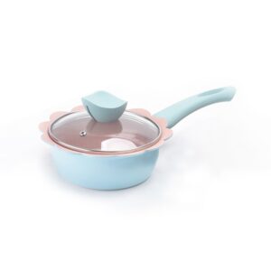 Baby Complementary Food Pot Cooking Milk Pan Maifan Stone Non Stick Household Multifunction Small Pot, Blue Frying Pan, Pink Frying Pan, Blue Milk Pan With Lid, Pink Milk Pan With Lid