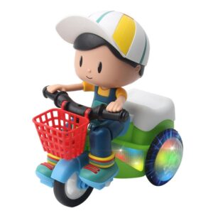 Electric Universal Stunt Tricycle Rotating Cartoon Toy Car with Light Music, Random Color Delivery, Boy, Girl
