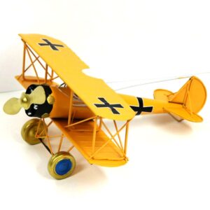 Home Decoration Ornaments Wrought Iron Crafts Retro Old Aircraft Model, Yellow, Green, Red, Blue