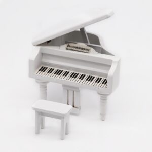 1:12 Mini House Toy Simulation Grand Piano Decoration, White, black