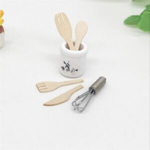 6 PCS / Set 1:12 Mini House Toy Simulation Eggbeater Pot Fork Set Kitchen Accessories, 6 PCS / Set Eggbeater Pot Fork Set
