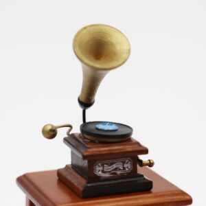 1:12 Mini House Toy Simulation Retro Gramophone with Record, Retro Gramophone with Record