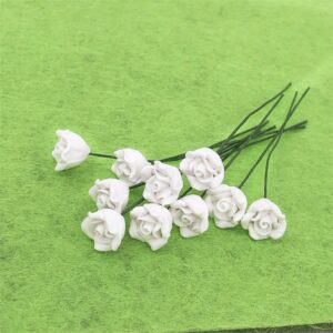 10 PCS 1:12 Mini Doll House Garden Bedroom Scene Decoration Roses, White