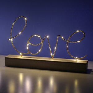 LED Little Night Light Bedroom Bedside Wrought Iron Wooden Home Decoration Birthday Gift, Letter Love, Letter Home