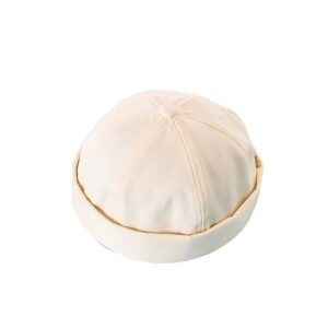 Autumn and Winter Models Cotton and Linen Landlord Hat Cuffed Melon Cap, Adjustable Black, Adjustable Navy Blue, Adjustable White