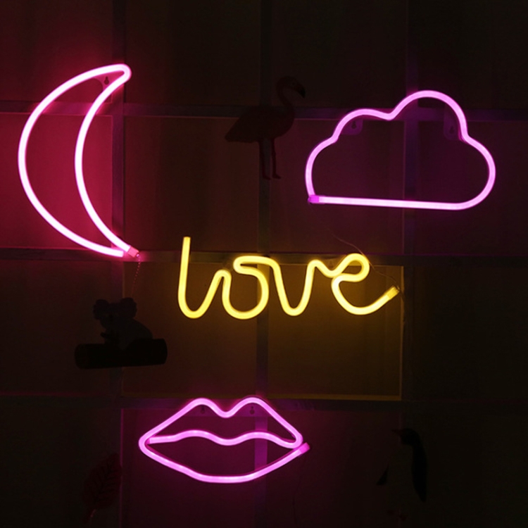 LED Neon Pendant Decoration Lamp Warm Night Light, LOVE, Pineapple, Great Love, Flamingo, Lightning, Christmas Tree, Animal Head, Pentagram, Kitten, Moon, Clouds, Lips, Cactus, Dolphin - Image 4