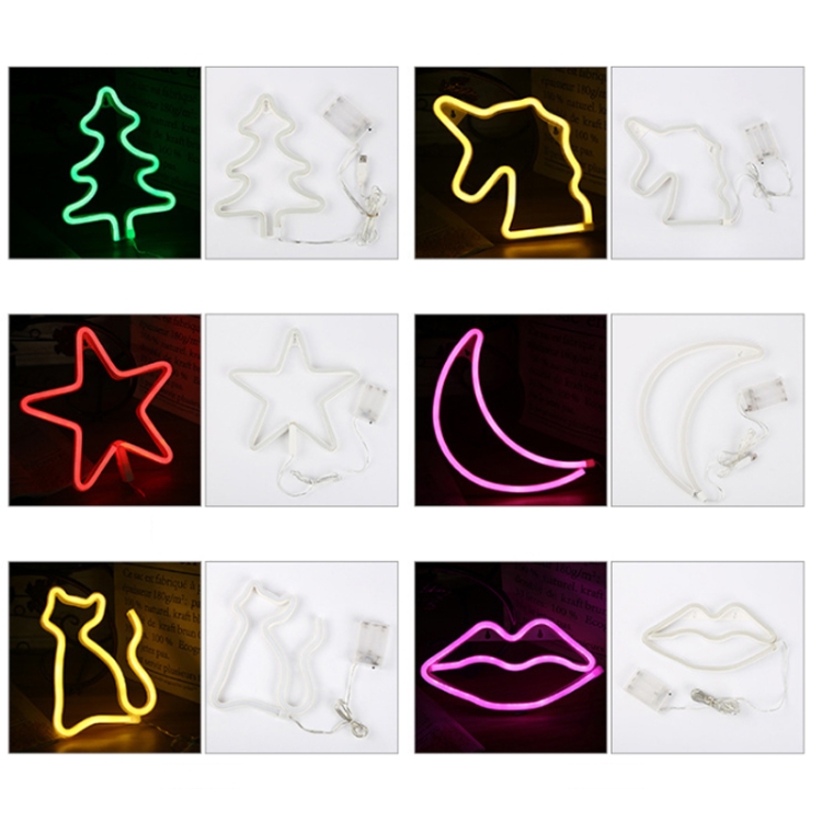 LED Neon Pendant Decoration Lamp Warm Night Light, LOVE, Pineapple, Great Love, Flamingo, Lightning, Christmas Tree, Animal Head, Pentagram, Kitten, Moon, Clouds, Lips, Cactus, Dolphin - Image 5