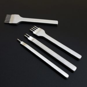4 in 1 White Steel Diamond Boring Punching Stitching Tool DIY Leather Punch Tool Set, 3mm