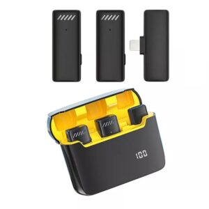 Wireless Lavalier Noise Canceling Microphone with Charging Case, S13 One To Two Yellow Case USB-C/Type-C Interface, S13 Dual Microphone Black USB-C/Type-C Interface, S13 Dual Microphone Black 8 Pin Interface