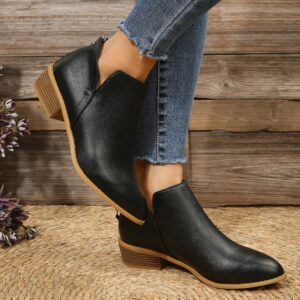 Autumn And Winter Pointed Low-Heeled Boots Women Low Tube Boots, 35, 36, 37, 38, 39, 40, 41, 42, 43