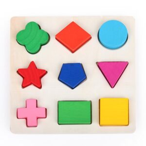 Children Educational Toys Early Education Geometric Shapes Wooden Toys, Color