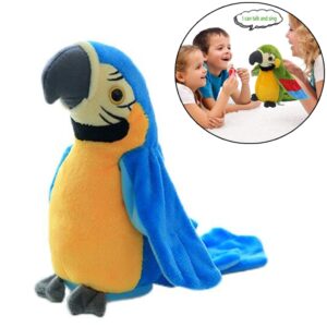 Plush Toy Parrots Recording Talking Parrots Will Twist the Fan Wings Children Toys, Height 18cm