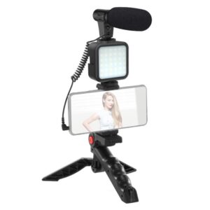 KIT-01LM 3 in 1 Video Shooting LED Light Portable Tripod Live Microphone, Battery Models, USB Charging Model