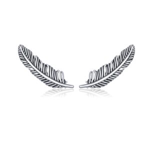 Retro Feather Earrings Sterling Silver Girls Earrings