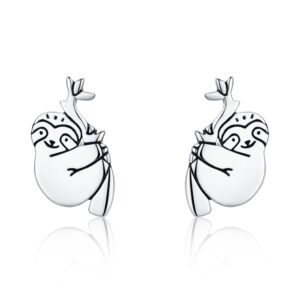 Animal Sloth Earrings Sterling Silver Simple Earrings