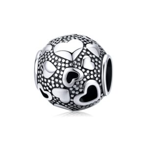 Vintage Love Beaded Sterling Silver S925 Round Beads DIY Bracelet Jewelry Accessories