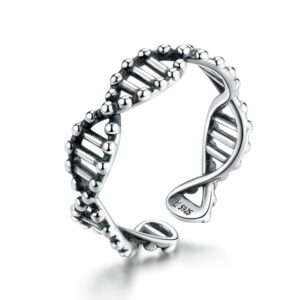 S925 Sterling Silver Ring Vintage Open Ring DNA Shape Ring