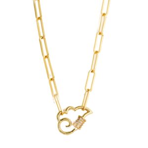 Ladies Exquisite Clavicle Chain Brass Micro-inlaid Zircon Necklace, Lock, Cloud